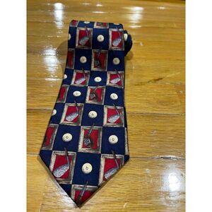 Robert Talbott Men's Blue/Red Foulard Golf Tie 3.75" x 58.5" 100% Silk Made USA